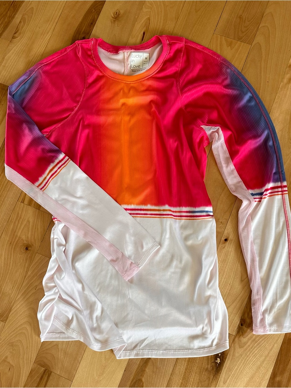 Lucky in Love Pink, Orange & White Ombre Long Sleeve Athletic Top